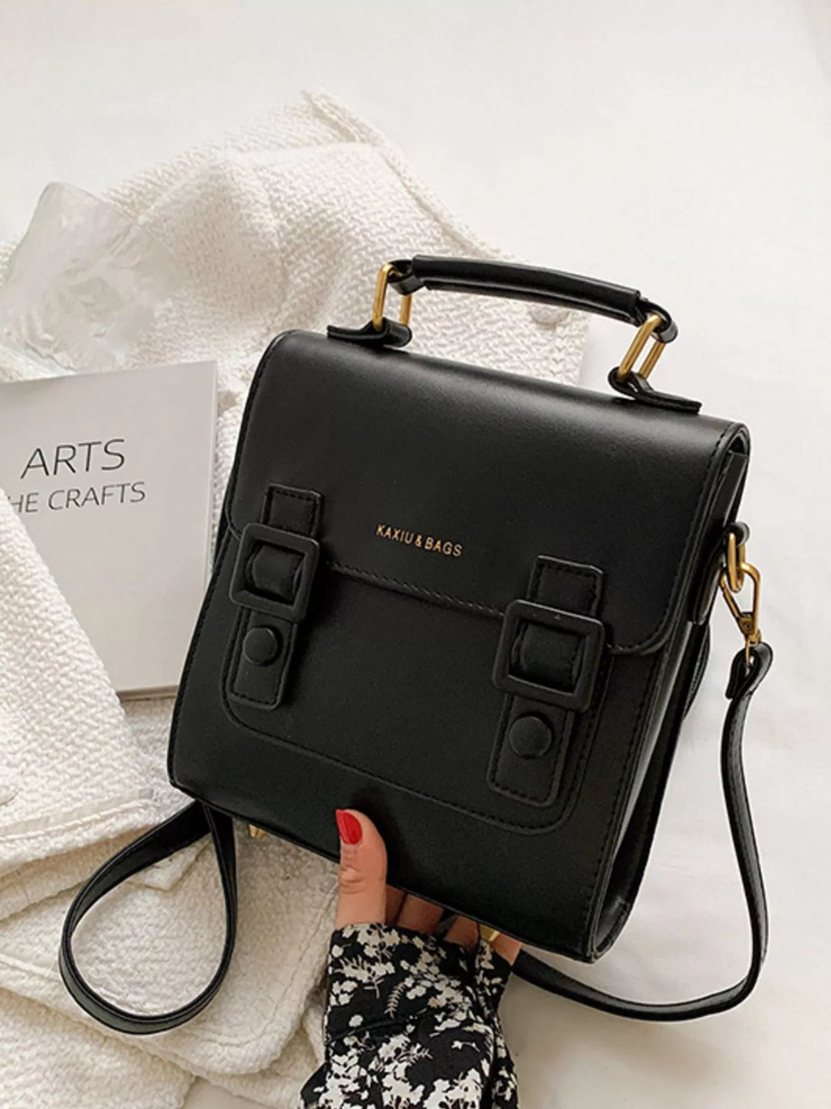 Double Buckle Square Backpack Bag