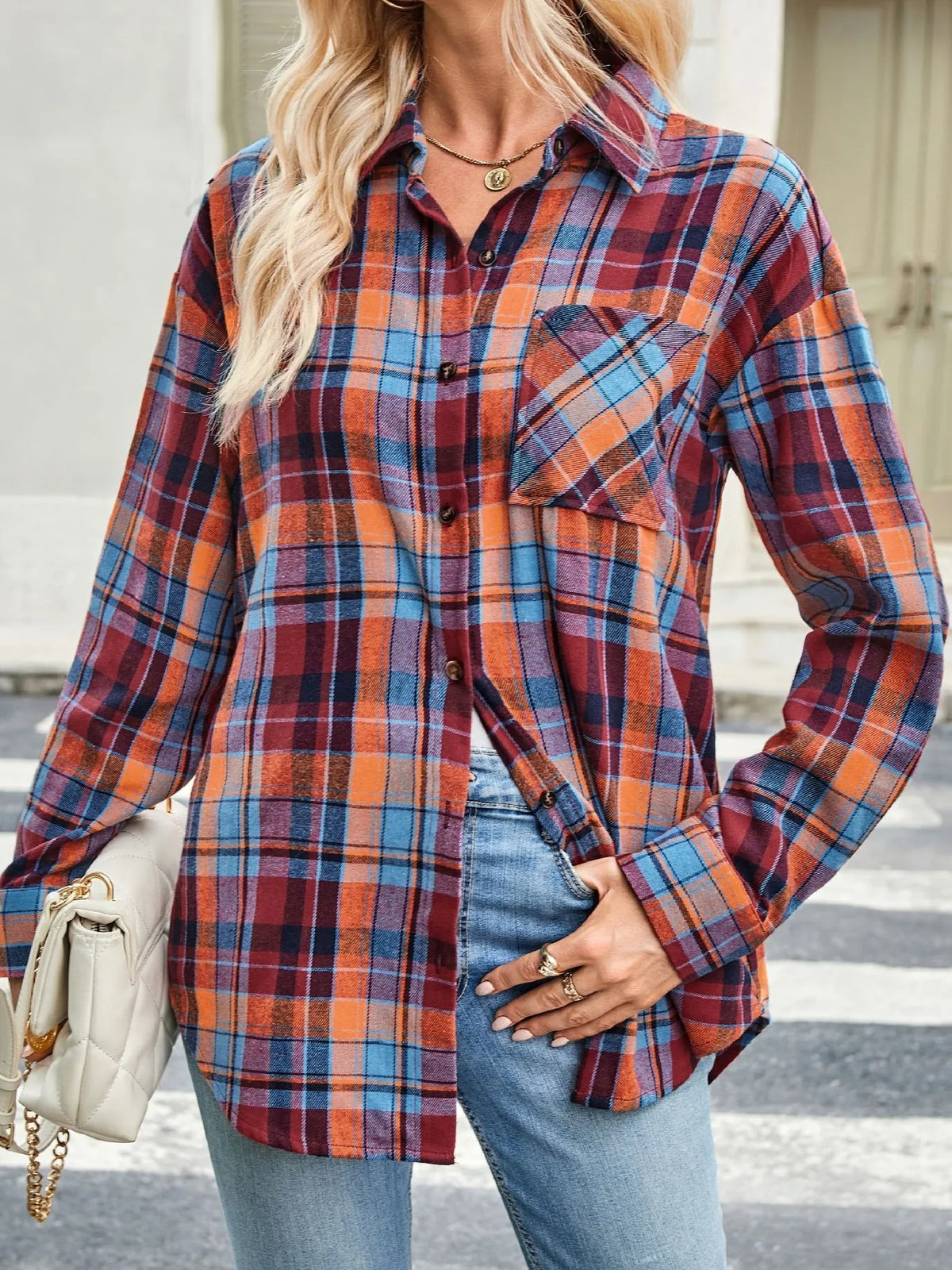 Plaid Button Up Long Sleeve Shirt