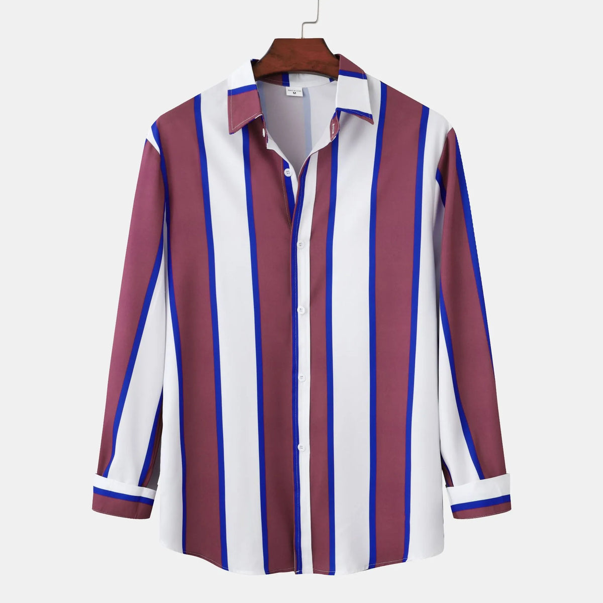 Men's Striped Button-Up Long Sleeve Casual Shirt