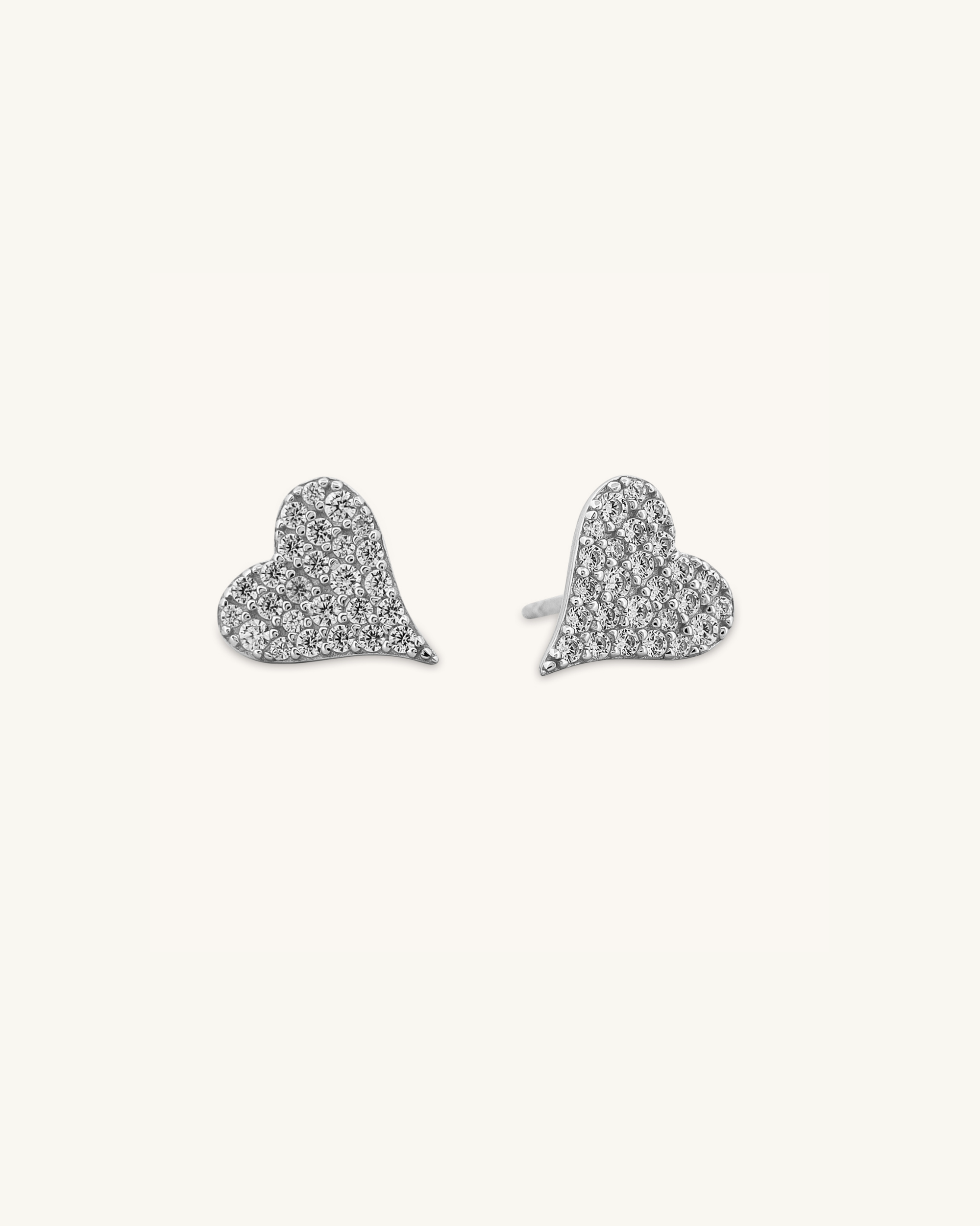 Pave Stone Heart Studs