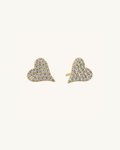 Pave Stone Heart Studs