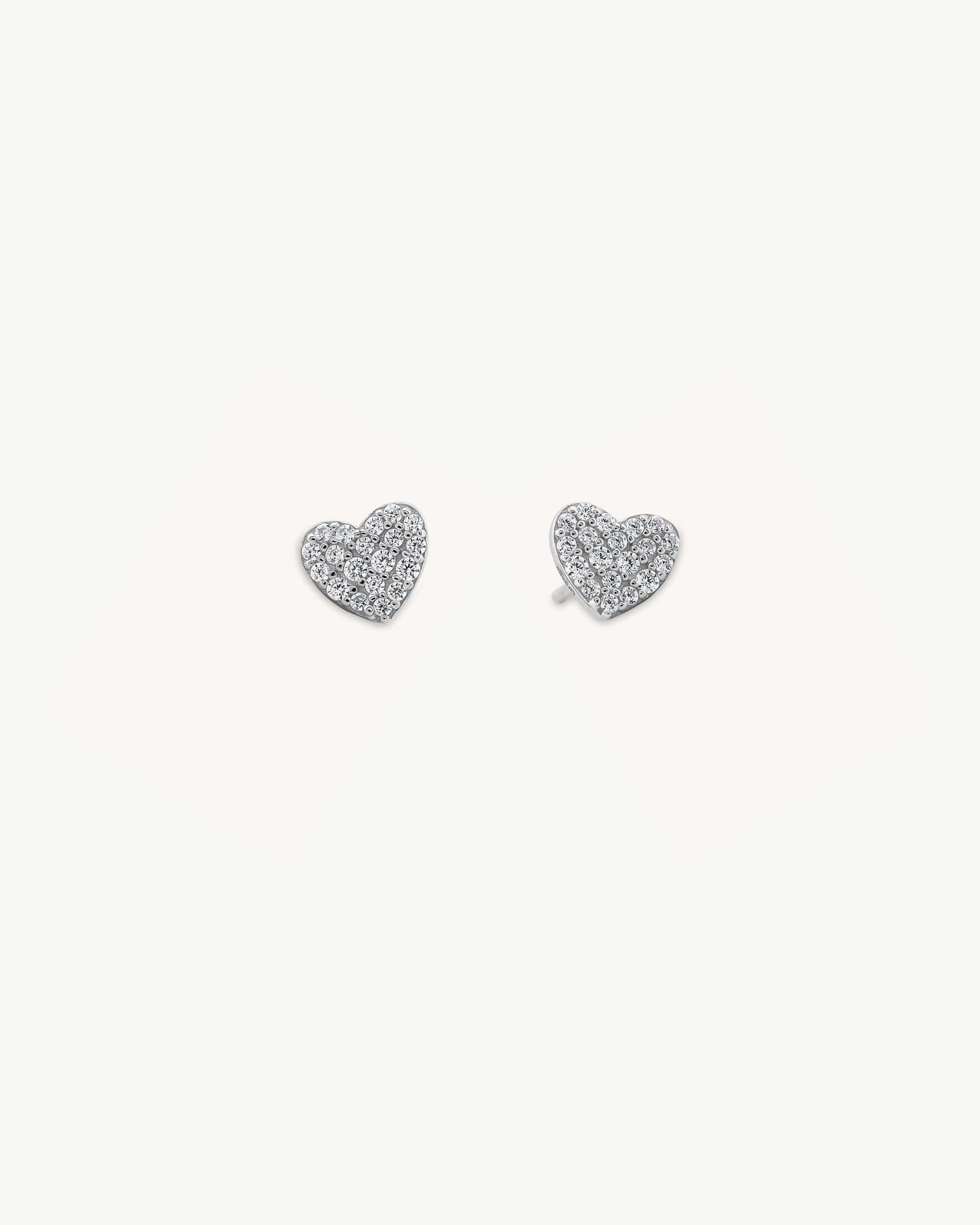 Pave Stone Heart Studs