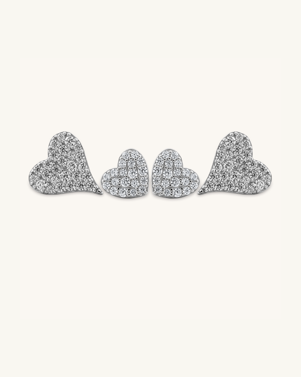 Pave Stone Heart Studs