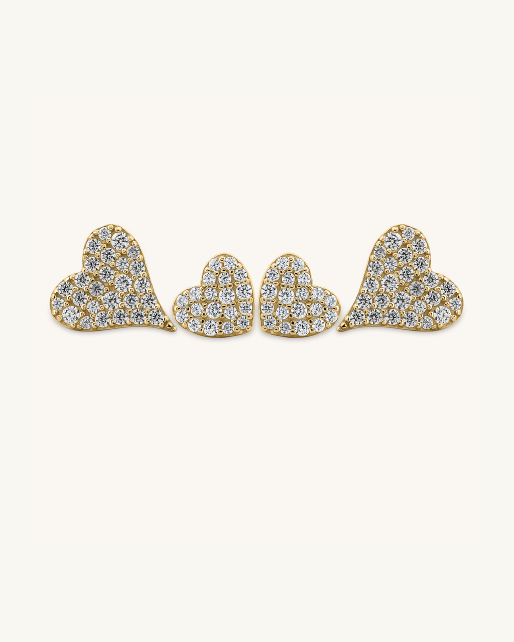 Pave Stone Heart Studs