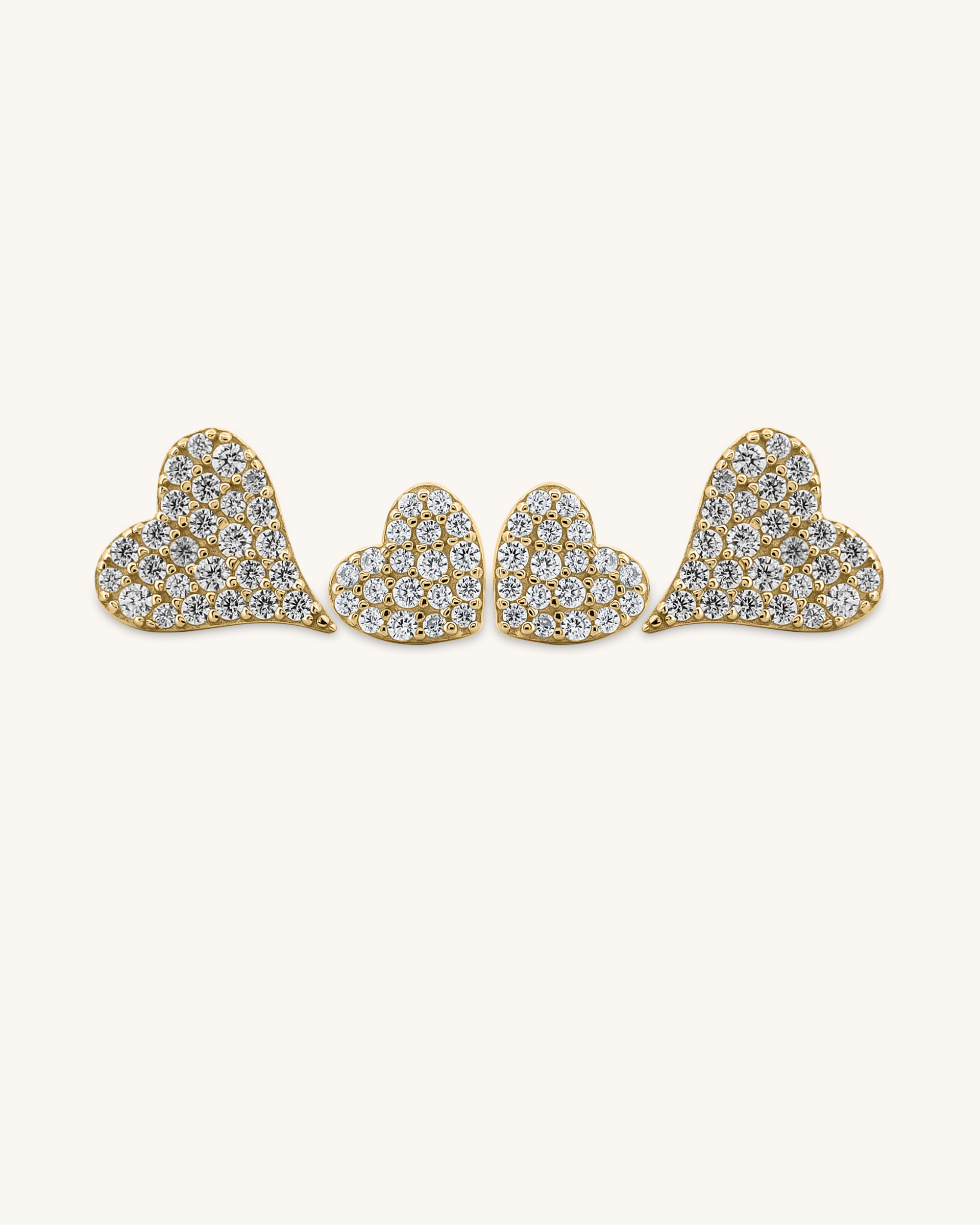 Pave Stone Heart Studs