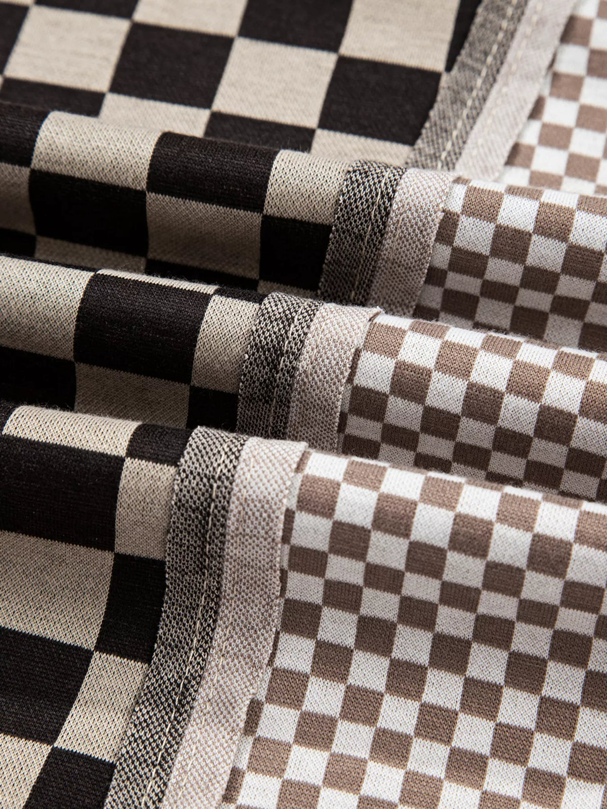 Mixed Checkered Pattern Patchwork High Low Casual Top