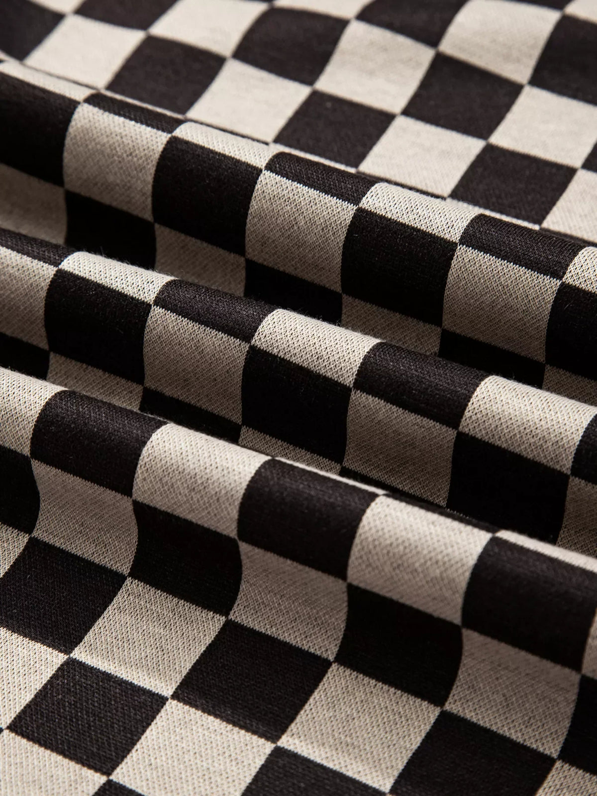 Mixed Checkered Pattern Patchwork High Low Casual Top