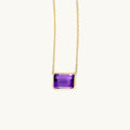 14K Gold Emerald Cut Birthstone Necklace